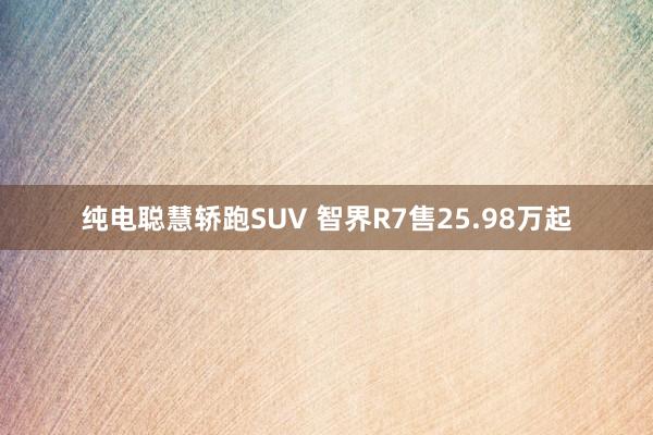 纯电聪慧轿跑SUV 智界R7售25.98万起