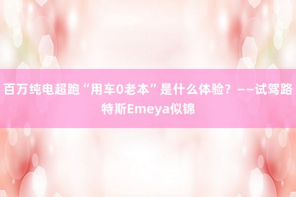 百万纯电超跑“用车0老本”是什么体验？——试驾路特斯Emeya似锦