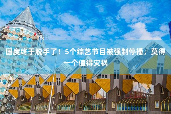 国度终于脱手了！5个综艺节目被强制停播，莫得一个值得灾祸