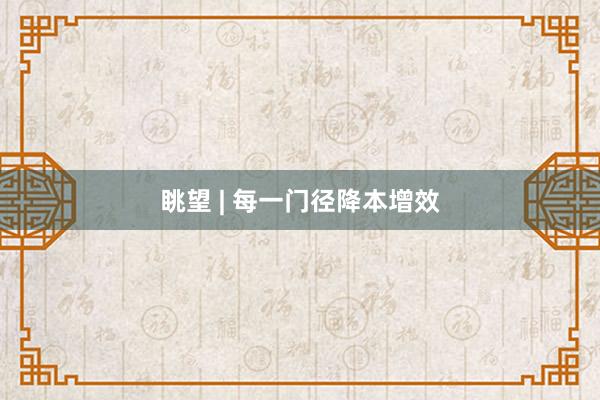 眺望 | 每一门径降本增效