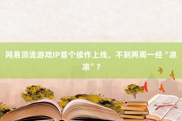 网易顶流游戏IP首个续作上线，不到两周一经“凉凉”？