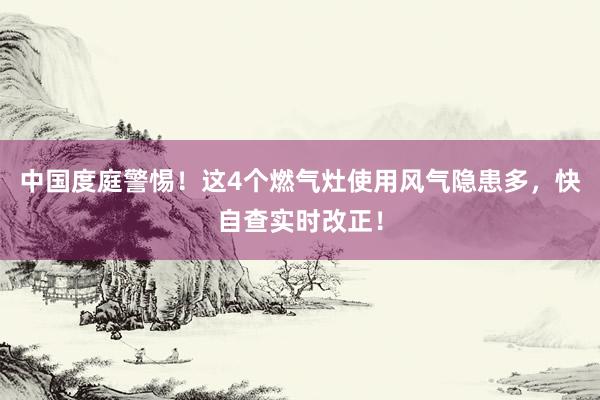 中国度庭警惕！这4个燃气灶使用风气隐患多，快自查实时改正！
