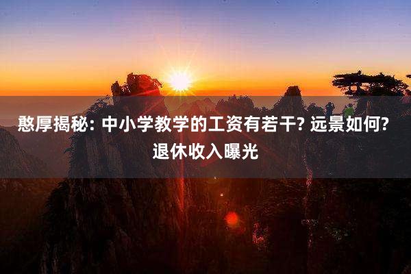 憨厚揭秘: 中小学教学的工资有若干? 远景如何? 退休收入曝光